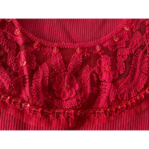 Nygard Collection Sleeveless Pomegranate Top Very Pretty Beading Size L - Picture 2 of 9